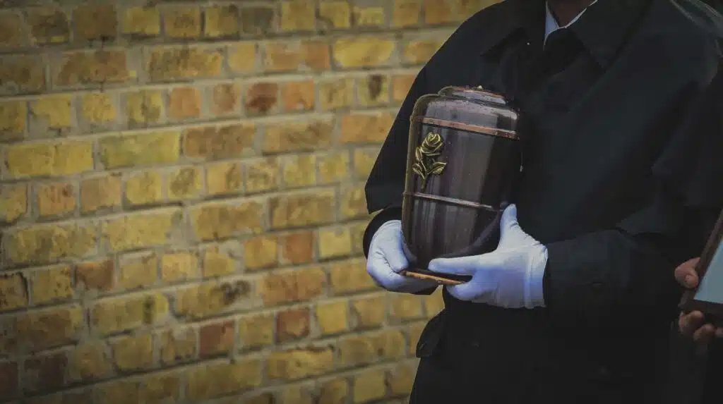 Urn at a funeral procession london crematoriums